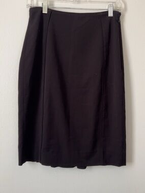 White House Black Market Black Pencil Skirt Back Flounce Hem Size 4